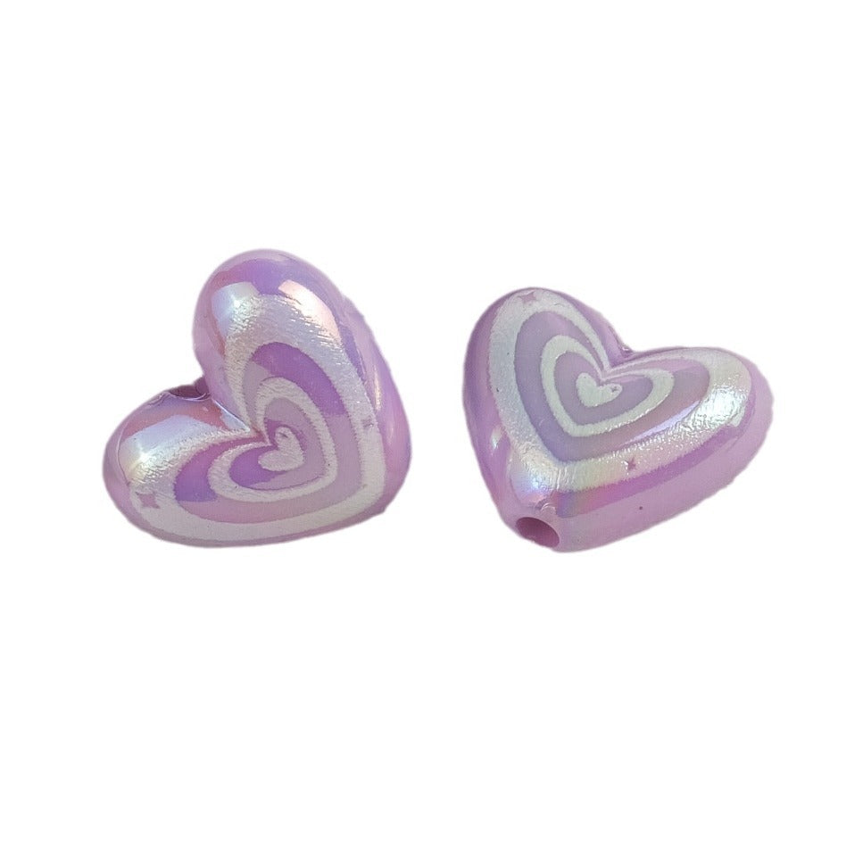 Plating Heart Acrylic Beads 18mm Spiral Pattern Glossy 50pcs 5
