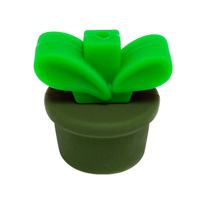 Silicone 3D Focal Beads Flowerpot Grass With Leaf Cluster 20pcs 12