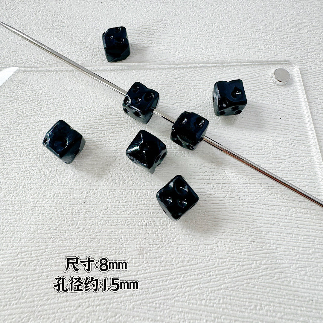 Square Metal Beads 8mm Baking Painted Cheese Cube Alloy 20pcs 12