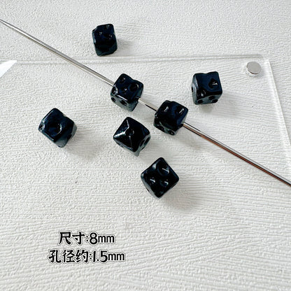 Square Metal Beads 8mm Baking Painted Cheese Cube Alloy 20pcs 12