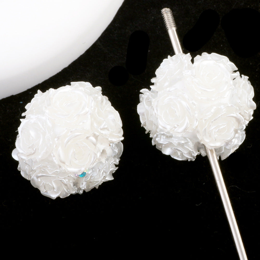 Glow In The Dark Rose Ball Polymer Clay Rhinestone Beads 21mm 6pcs 3