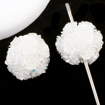 Glow In The Dark Rose Ball Polymer Clay Rhinestone Beads 21mm 6pcs 3