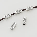 Tube Metal Beads 10mm Tibetan Geometric Circle Patterned 1pc 4