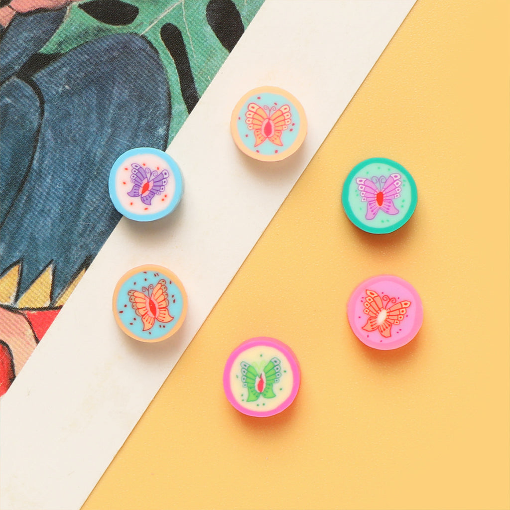 Butterfly Clay Beads 9mm Colorful Pattern Polymer 100pcs 4