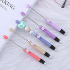 Beadable Pen Plastic Colorful Heart Top Black Ink 150mm 4