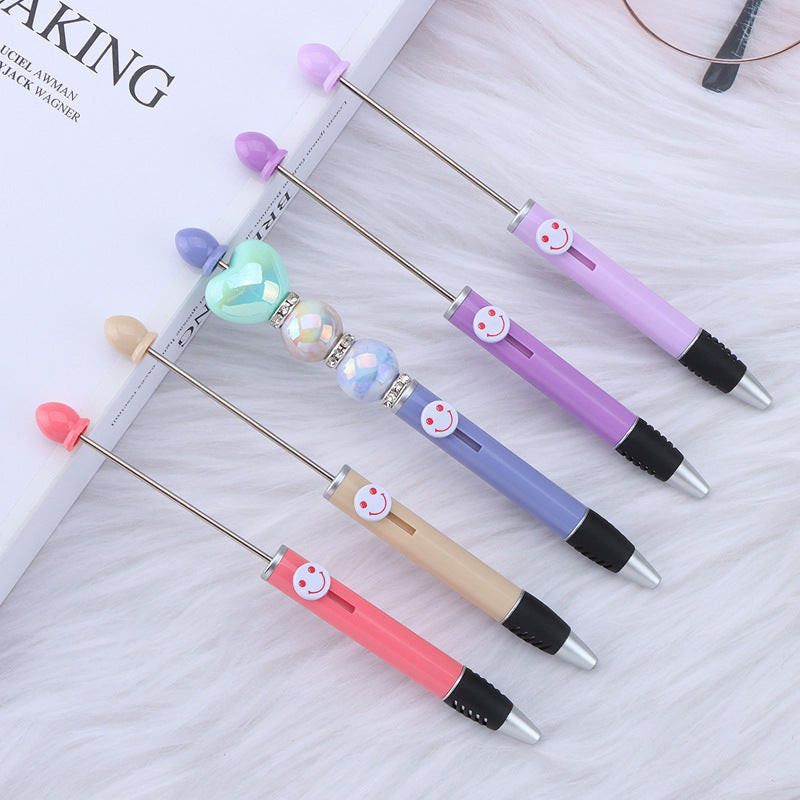 Beadable Pen Plastic Colorful Heart Top Black Ink 150mm 4