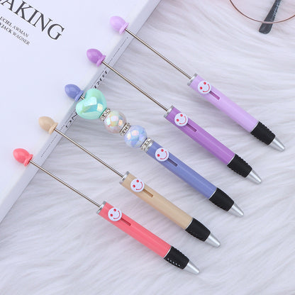 Beadable Pen Plastic Colorful Heart Top Black Ink 150mm 4