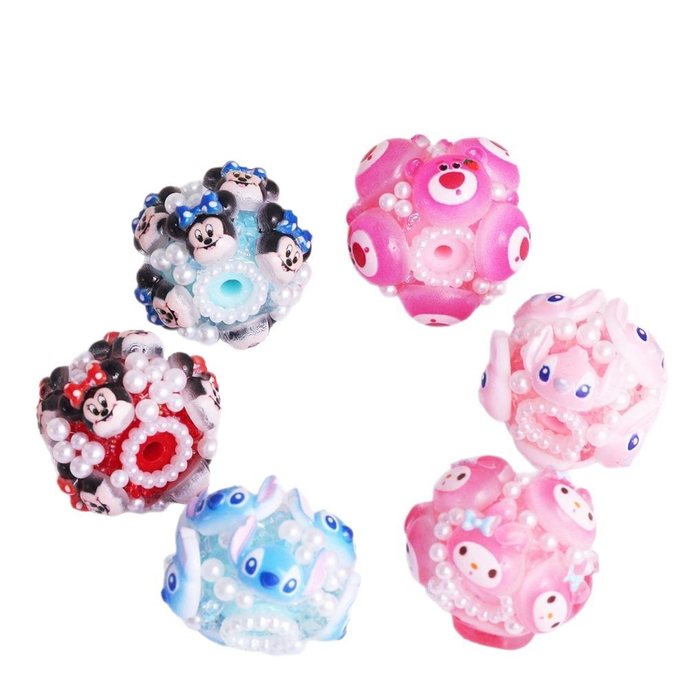 Embellished Barrel Clay Beads 25mm Cartoon Characters 5pcs 5