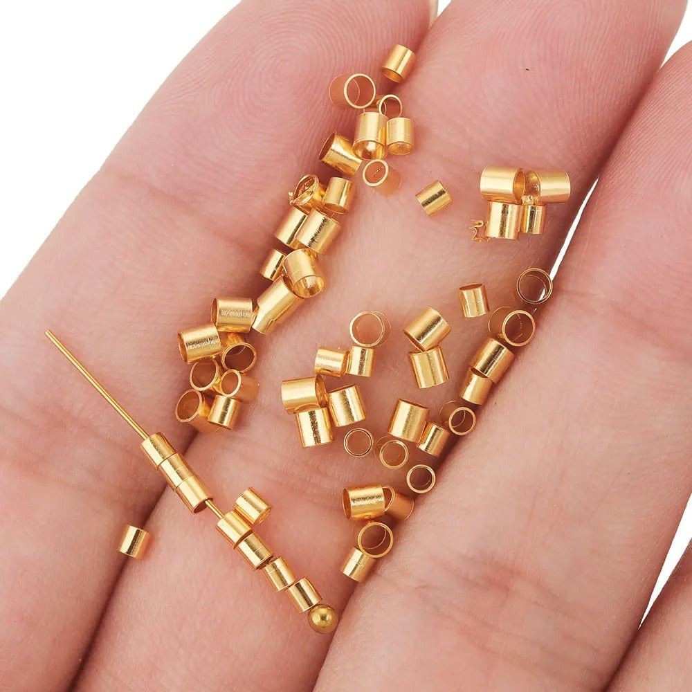 Stainless Steel Tube Metal Beads 1.5/2/2.5mm Crimp Style 200pcs 4