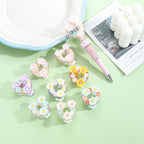 Heart Acrylic Beads 3D Flower Design Rhinestone Embellished 10pcs 2