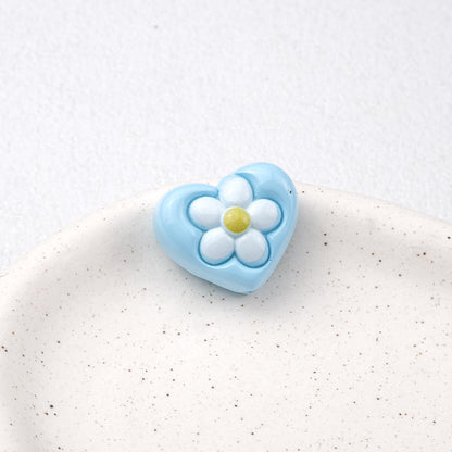Floral Heart Acrylic Beads 21mm Colorful Mixed 50pcs 14