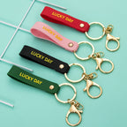 PVC Letter Wristlet Keychain Soft Rubber LUCKY DAY Print