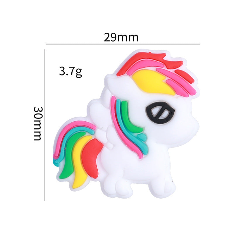 Silicone Focal Beads Rainbow Pony Rainbow Mane Smiling Face 10pcs 2