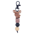 Cartoon Animal Silicone Bead Keychain Elk Yak Goat Design 6