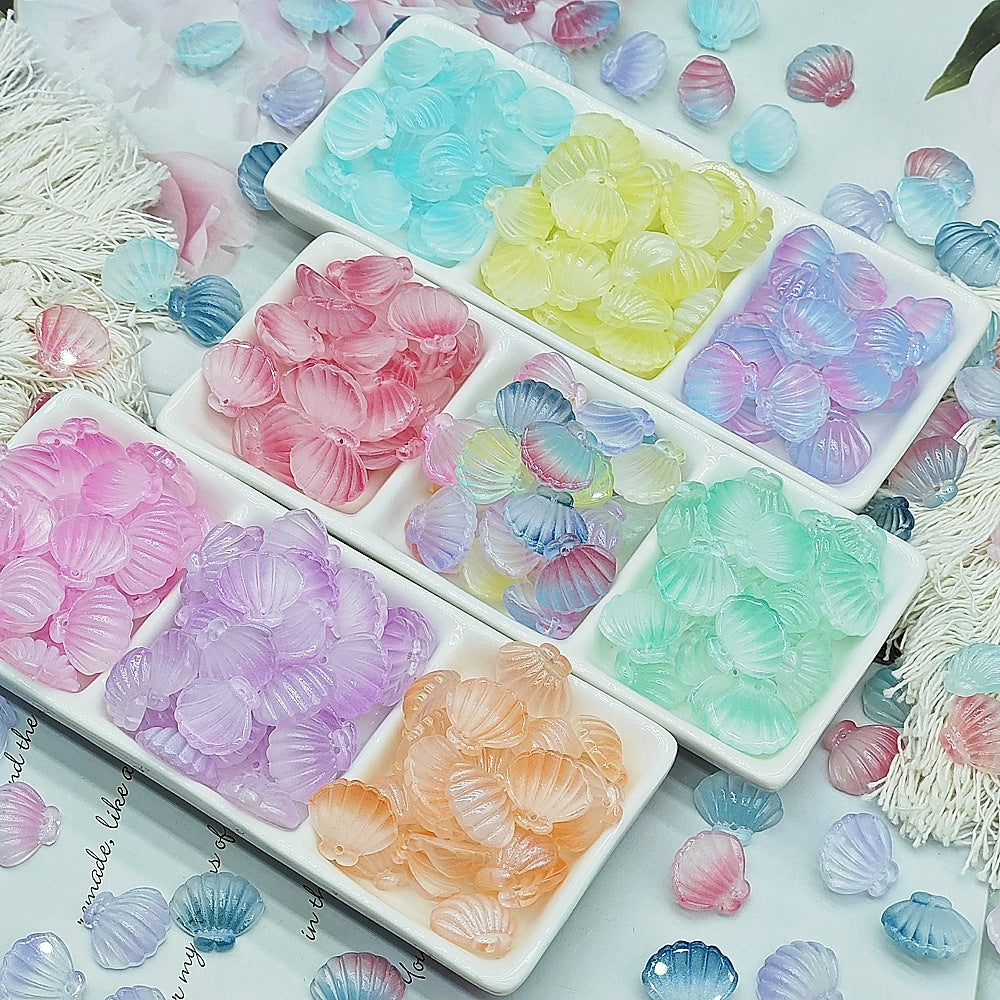 Czech Glass Beads Scallop Shell 16-18mm Frosted Pastel Colors 25pcs