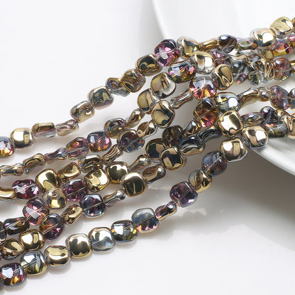 Electroplated Oblique Square Glass Beads 12mm Transparent Iridescent 20pcs 7