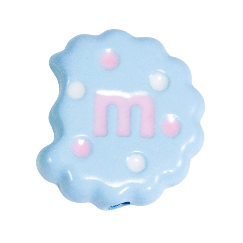 Hand Painted Bitten Cookie Acrylic Beads 22mm Enamel Glossy 10pcs 37