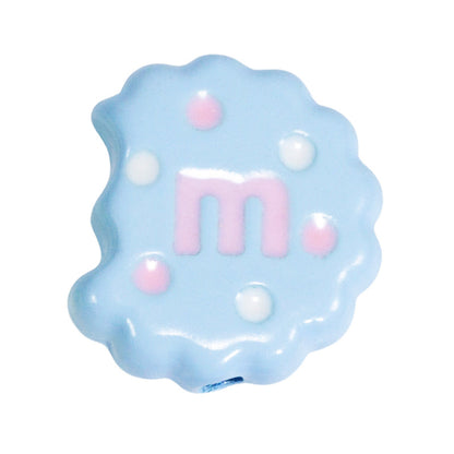 Hand Painted Bitten Cookie Acrylic Beads 22mm Enamel Glossy 10pcs 37