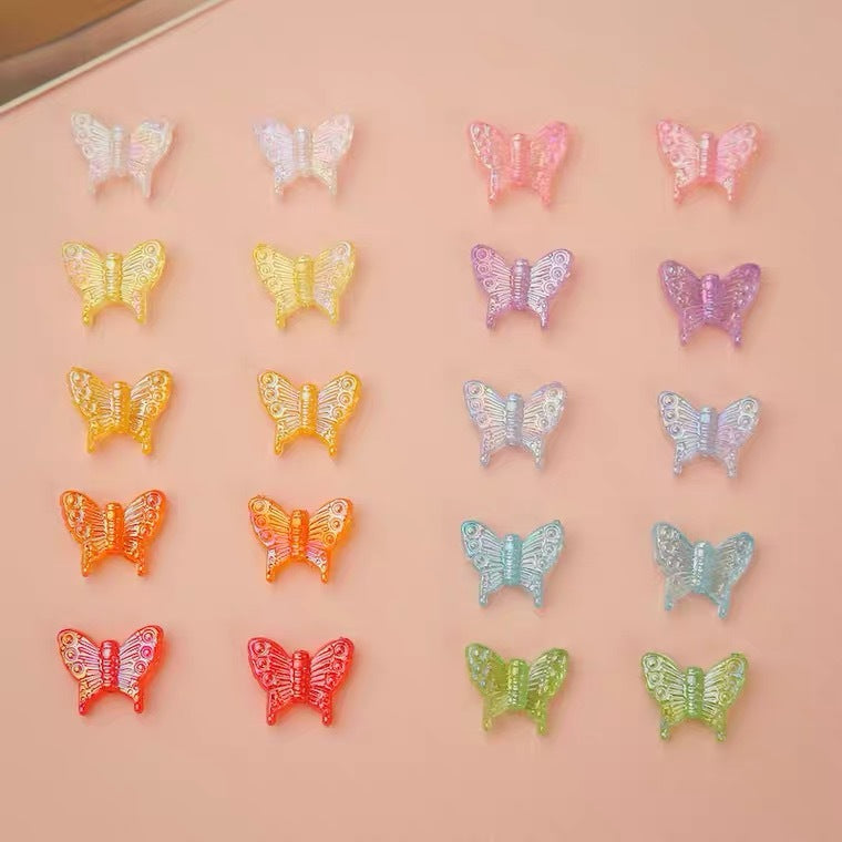 Transparent Butterfly Acrylic Beads 16mm UV Plating Summer 30pcs 3