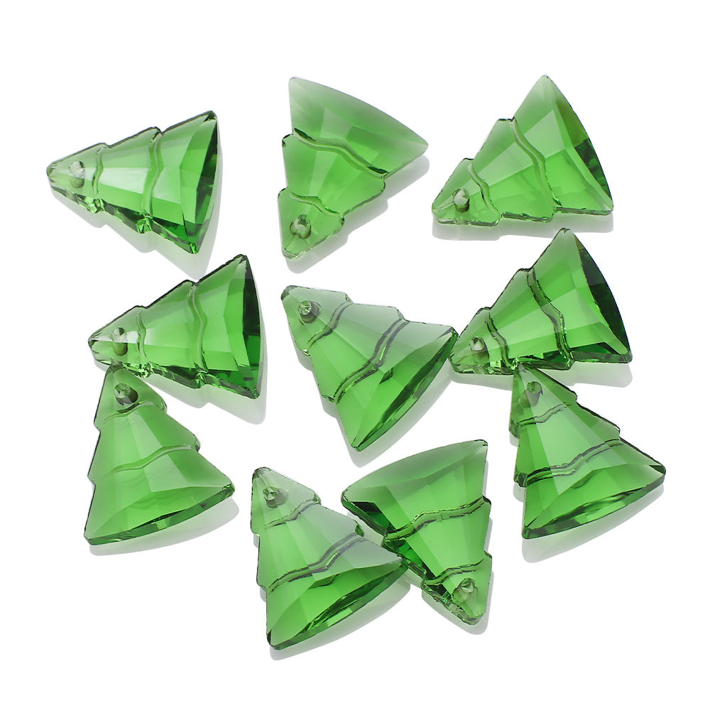 Electroplated Christmas Tree Glass Beads 13x15mm Iridescent 10pcs 6