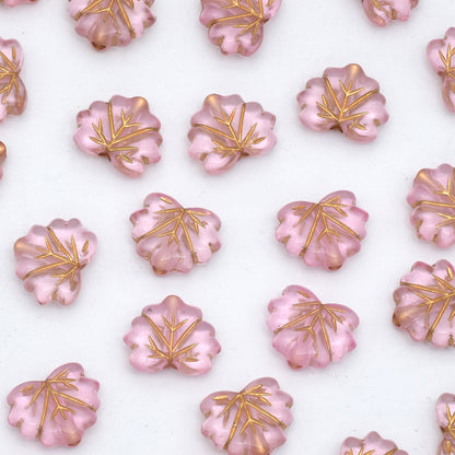 Clear Leaf Acrylic Beads 13mm Gild Embellished 100pcs 6