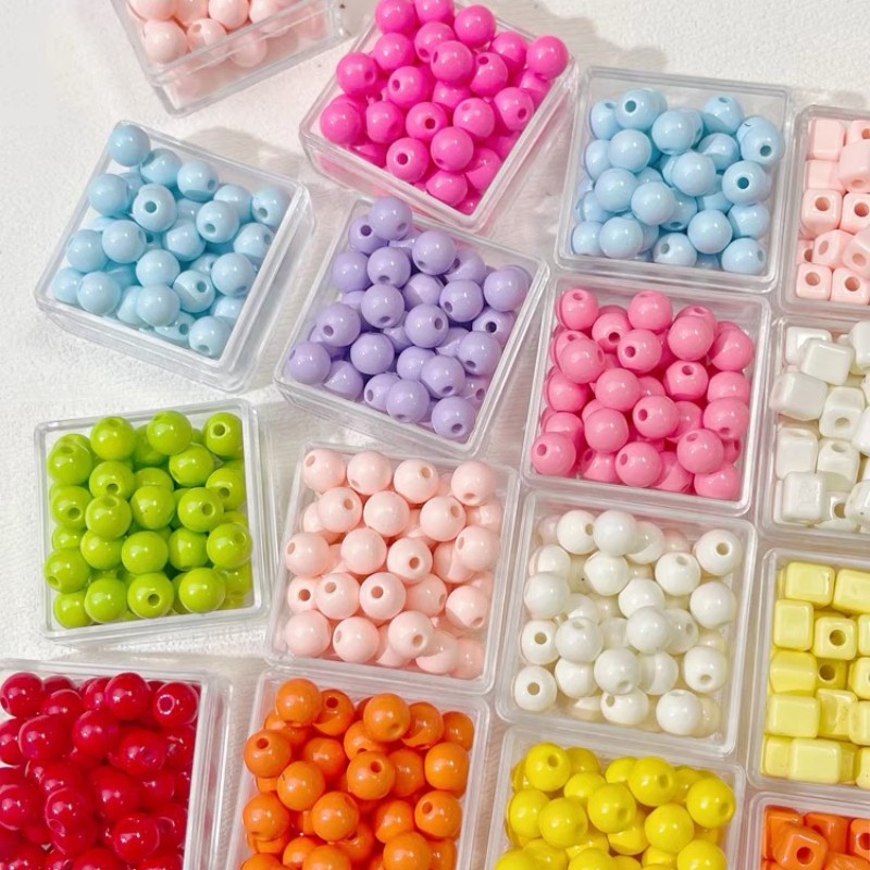 Painted Square Acrylic Beads 6mm 5mm Macaron Color Baking 30pcs 4