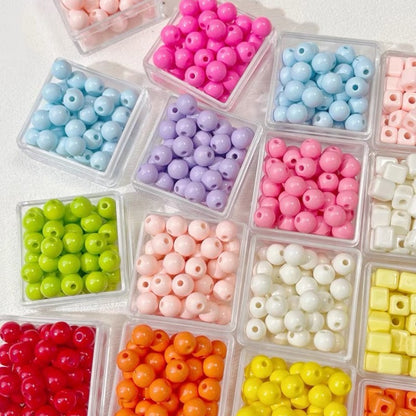 Painted Square Acrylic Beads 6mm 5mm Macaron Color Baking 30pcs 4