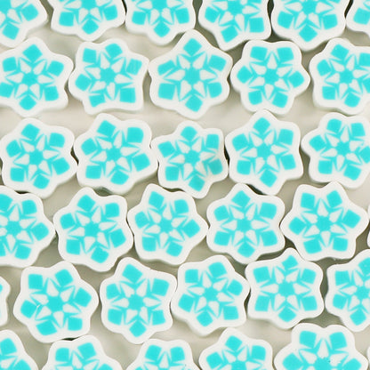 Snowflake and Snowman Clay Beads 10mm Winter Holiday Mix 100pcs 8