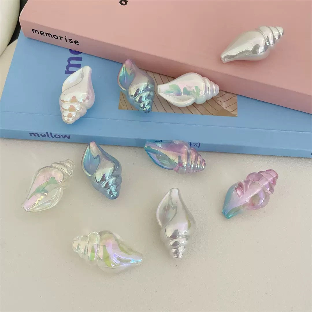 Plating Conch Acrylic Beads 20mm 35mm 3D Gradient Two-Color 50pcs