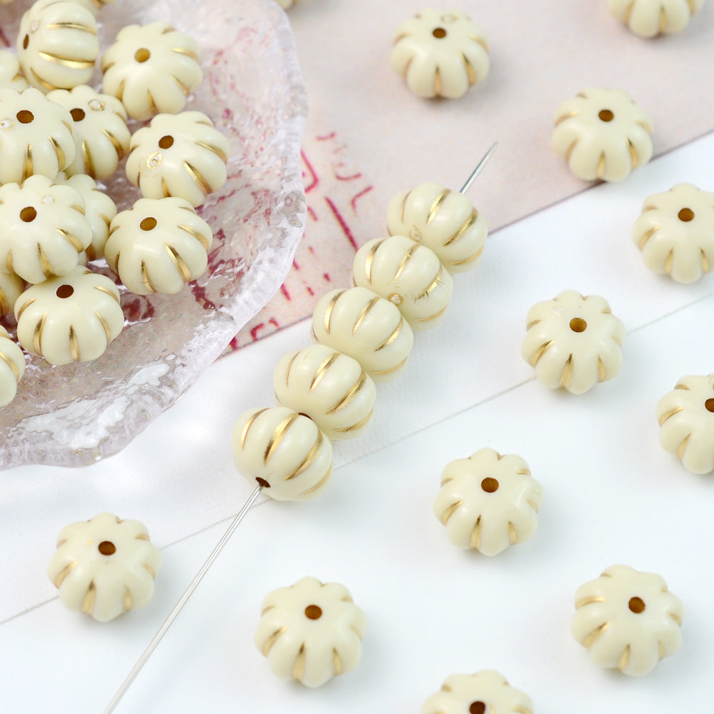 Painted Flattened Pumpkin Acrylic Beads 12mm Mixed Colors 40pcs 6