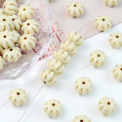 Painted Flattened Pumpkin Acrylic Beads 12mm Mixed Colors 40pcs 6