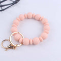 Silicone Bead Wristlet Keychain Matte Soft Hues Gold Clasps 6