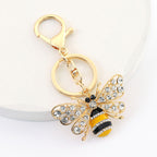 Rhinestone Bee Keychain Golden Alloy Zinc Decorative Charm 3