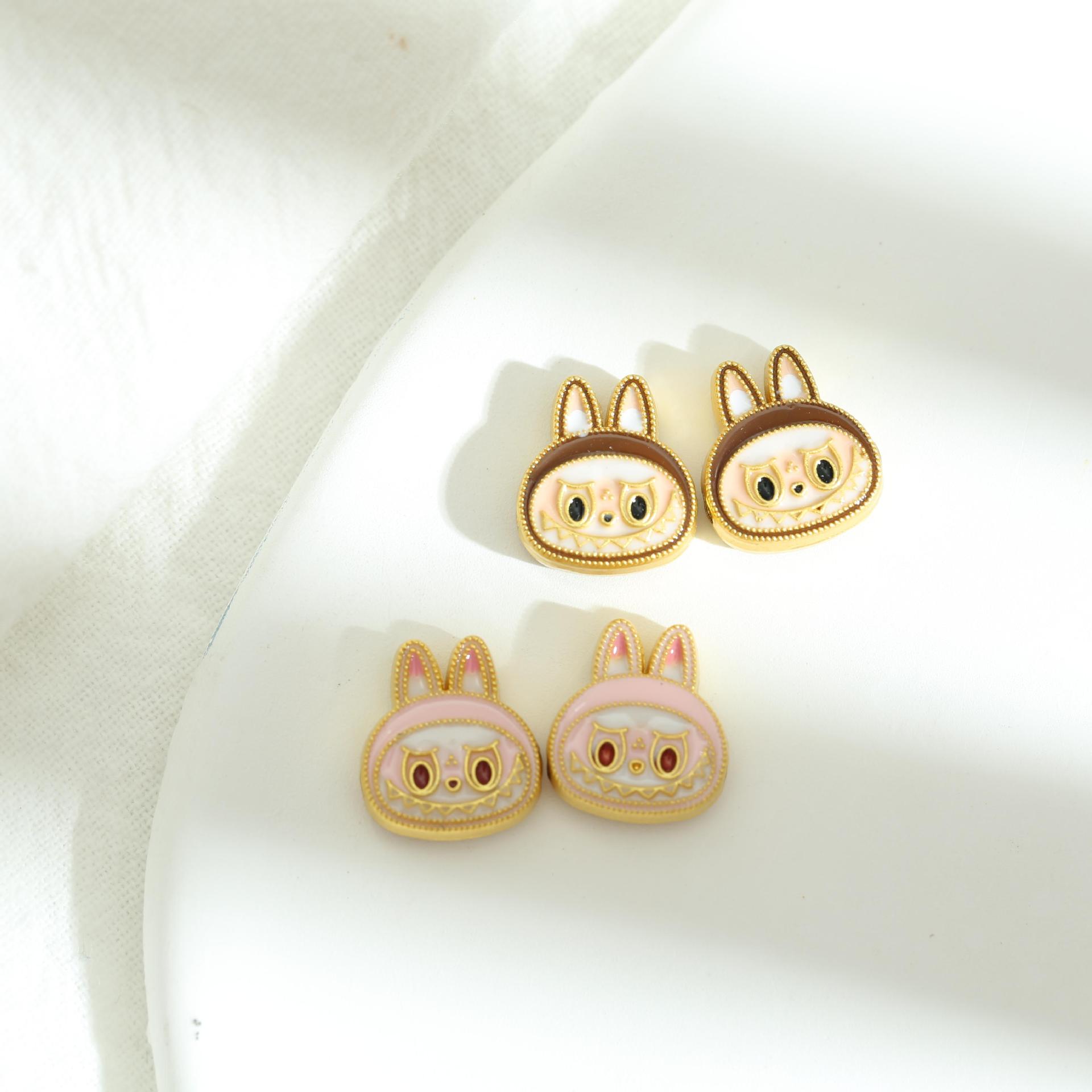 Bunny Metal Beads 12mm Color Retaining Enamel Zinc Alloy 10pcs