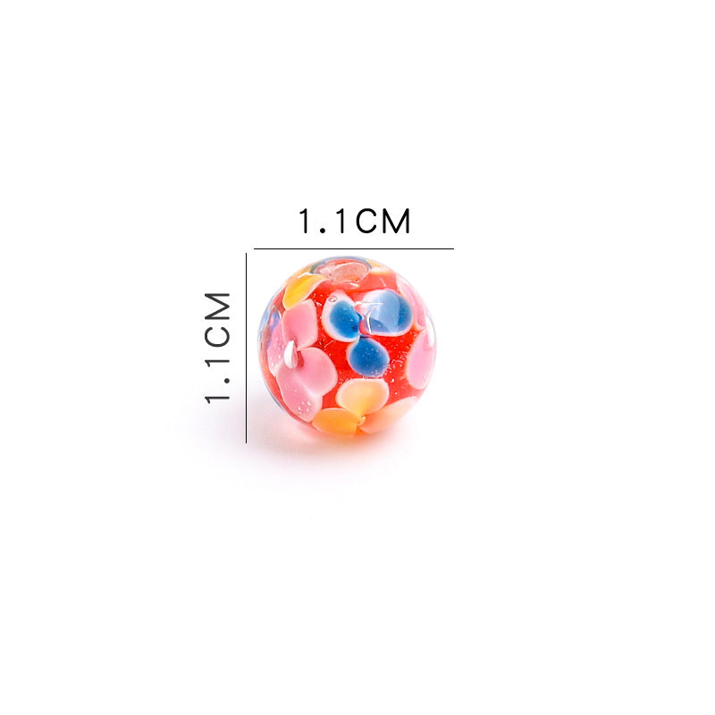 Flower Glass Beads 11mm Multi-Colored Antique Style 3