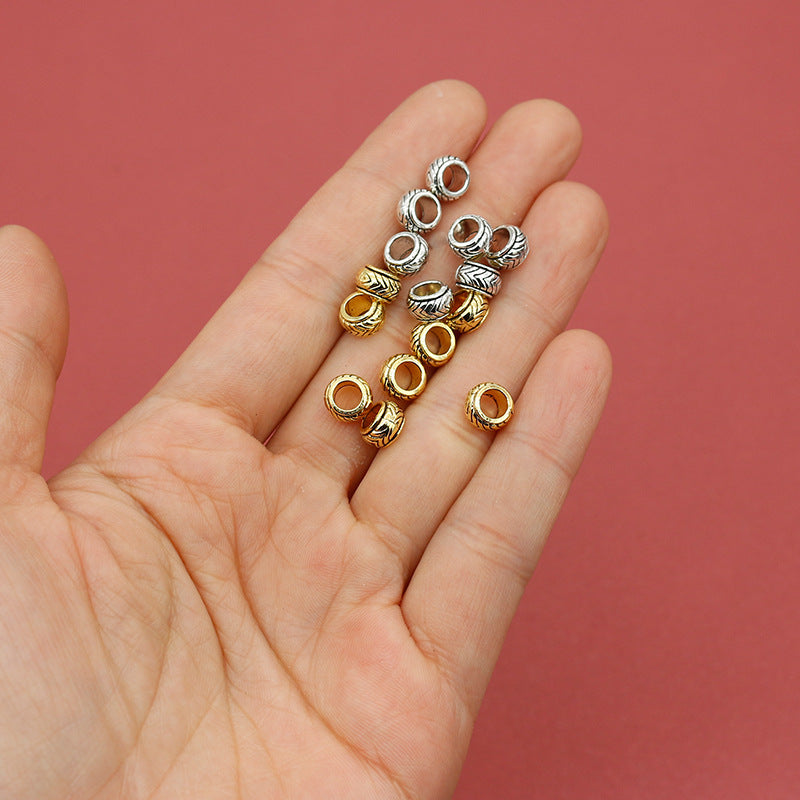 Alloy Ripple Patterned Spacer Beads 7mm Large Hole 1pc 4