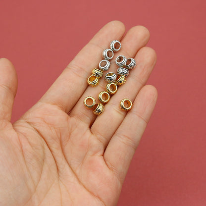 Alloy Ripple Patterned Spacer Beads 7mm Large Hole 1pc 4