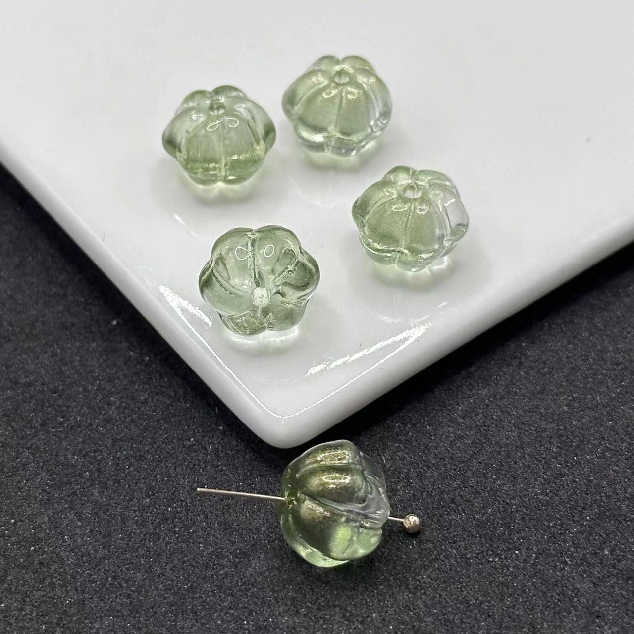 Czech Glass Beads Pumpkin 12mm Translucent Amber 100pcs 11