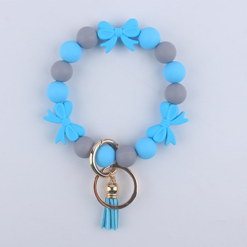 Bow Silicone Bead Wristlet Keychain Vibrant Colors 14cm 9