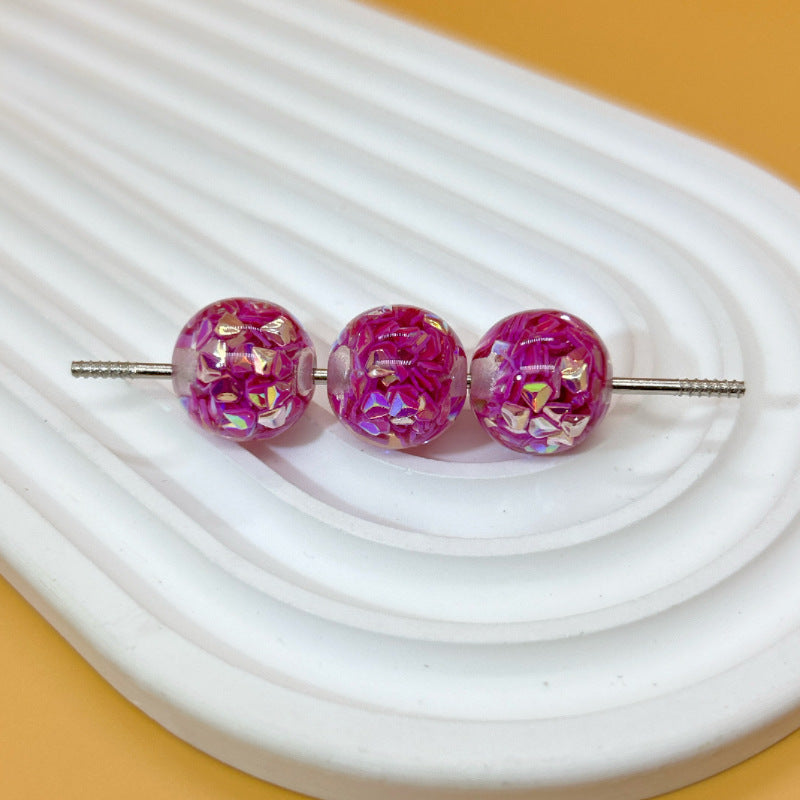 Glitter Resin Beads 16mm Round Glossy Multicolor Sparkle 30pcs 13