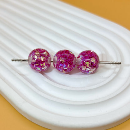 Glitter Resin Beads 16mm Round Glossy Multicolor Sparkle 30pcs 13