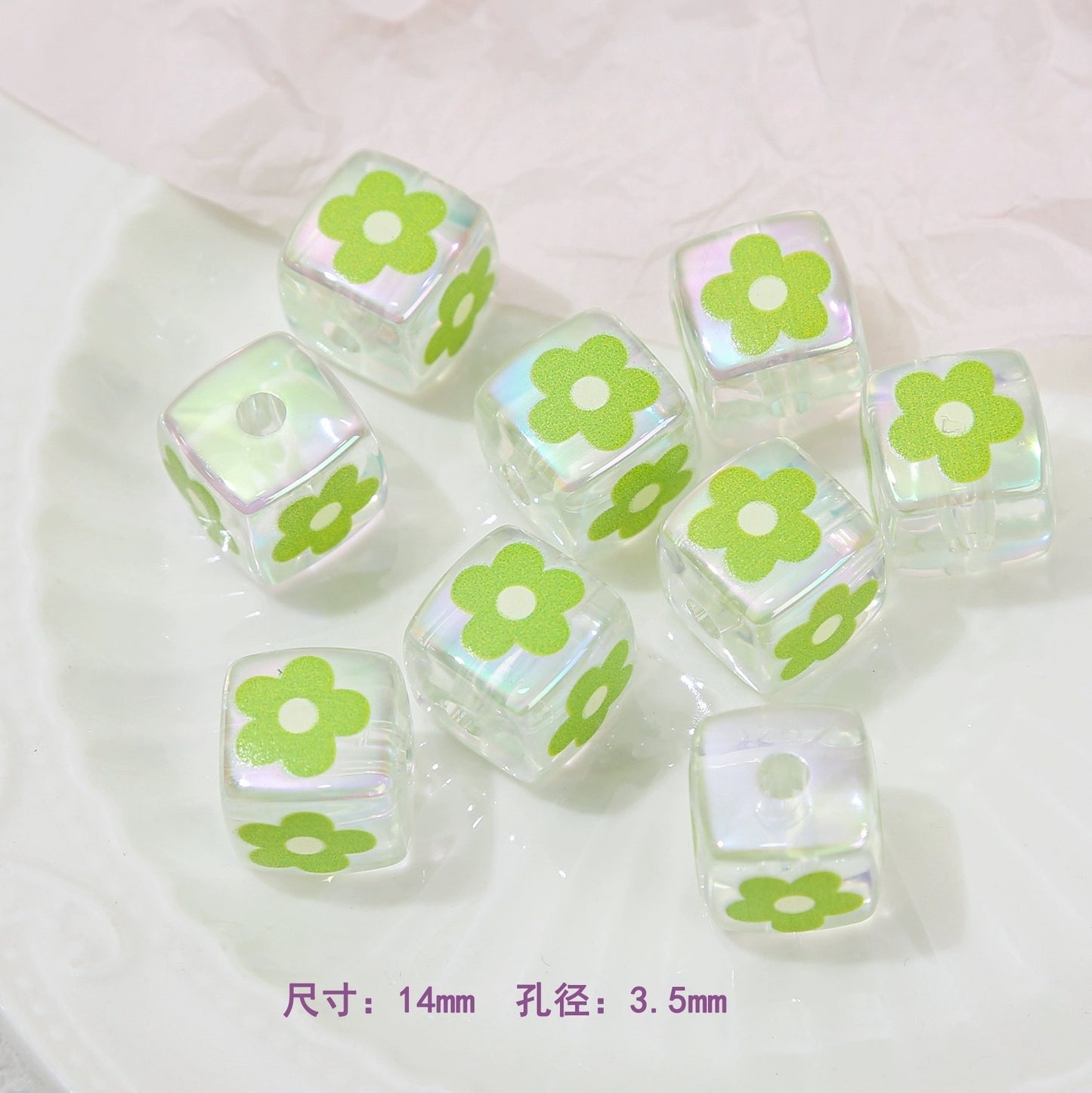 Clear Square Acrylic Beads 14mm Sanrio Cartoon Designs 10pcs 15