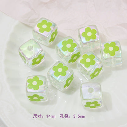 Clear Square Acrylic Beads 14mm Sanrio Cartoon Designs 10pcs 15