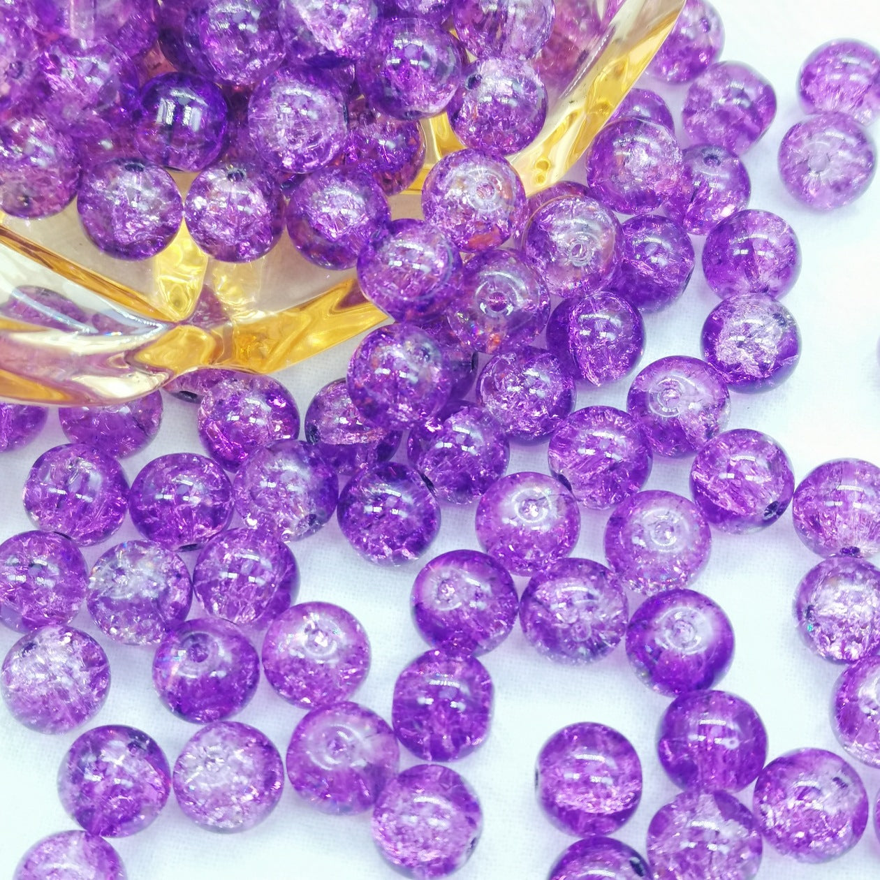 Crackle Glass Beads Round 10mm Transparent Mixed Colors 50pcs 60