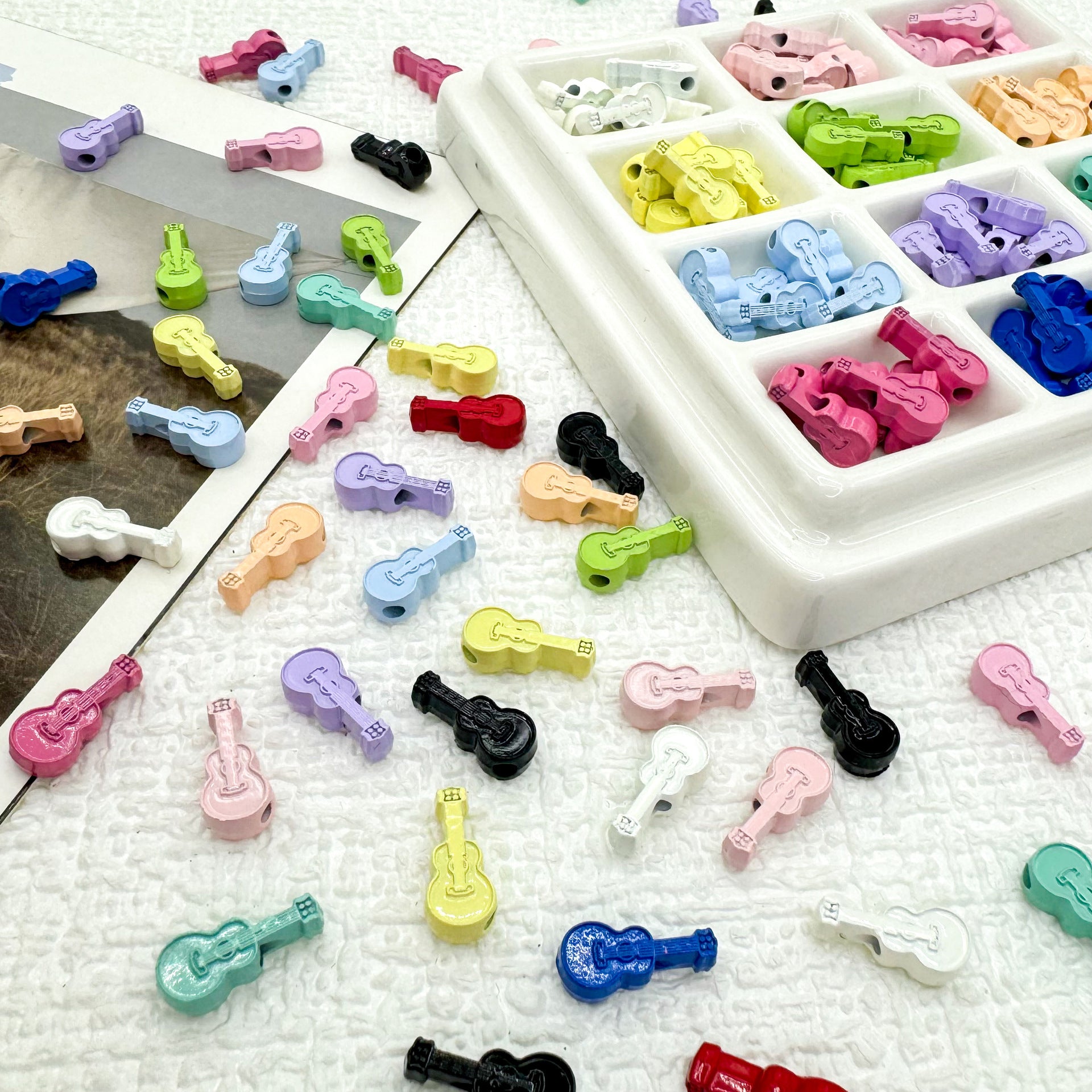 Guitar Metal Beads 12mm Baked Painted Multicolor 20pcs 2