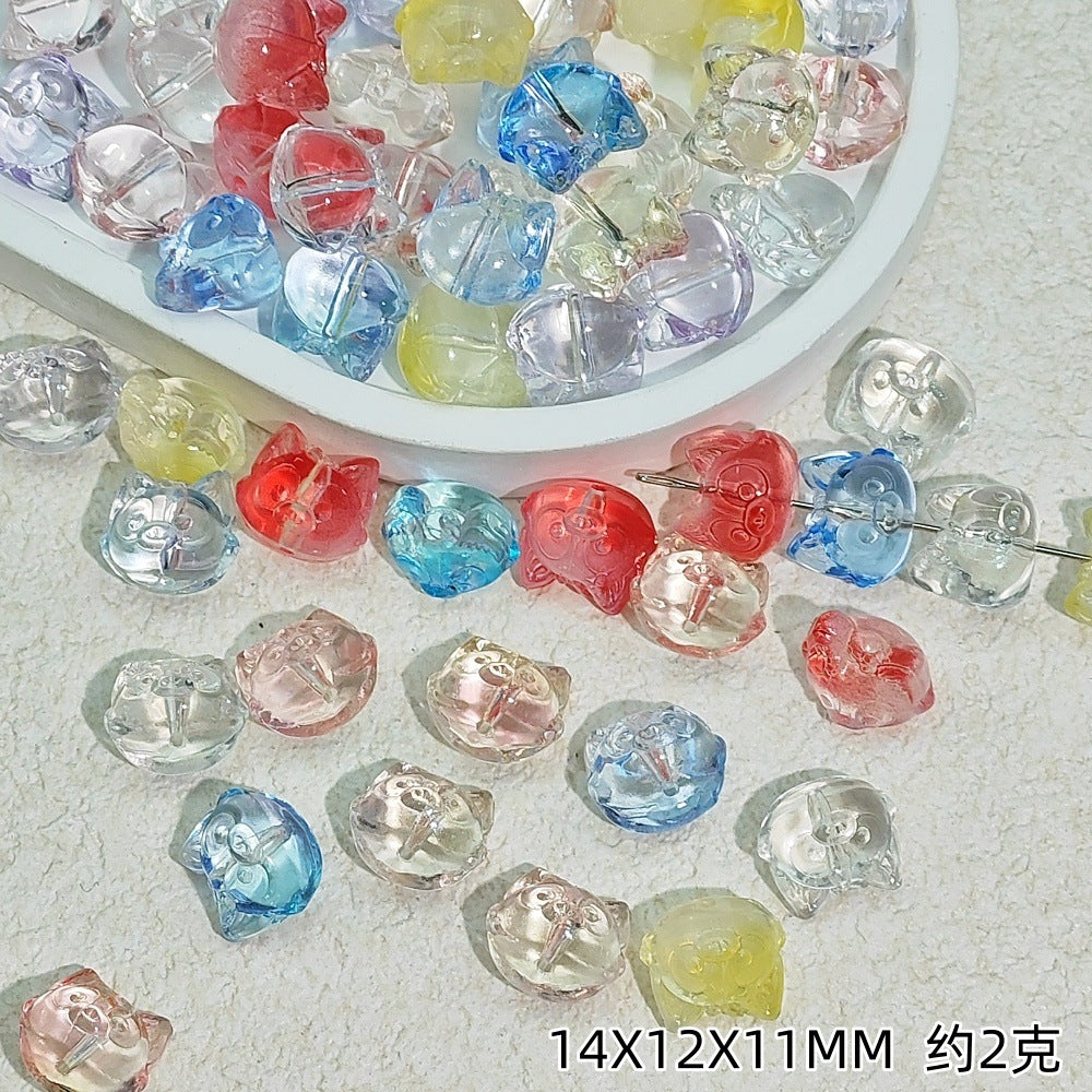 Clear Fox Head Glass Beads 14mm Transparent Playful Design 25pcs 6
