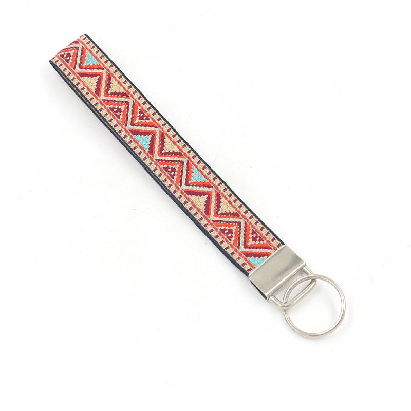Bohemian Style Wristlet Keychain Antique Silver Polyester 2pcs 17cm 28