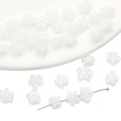 Millefiori Plum Flower Glass Beads 6mm Colorful Mixed 20pcs 16