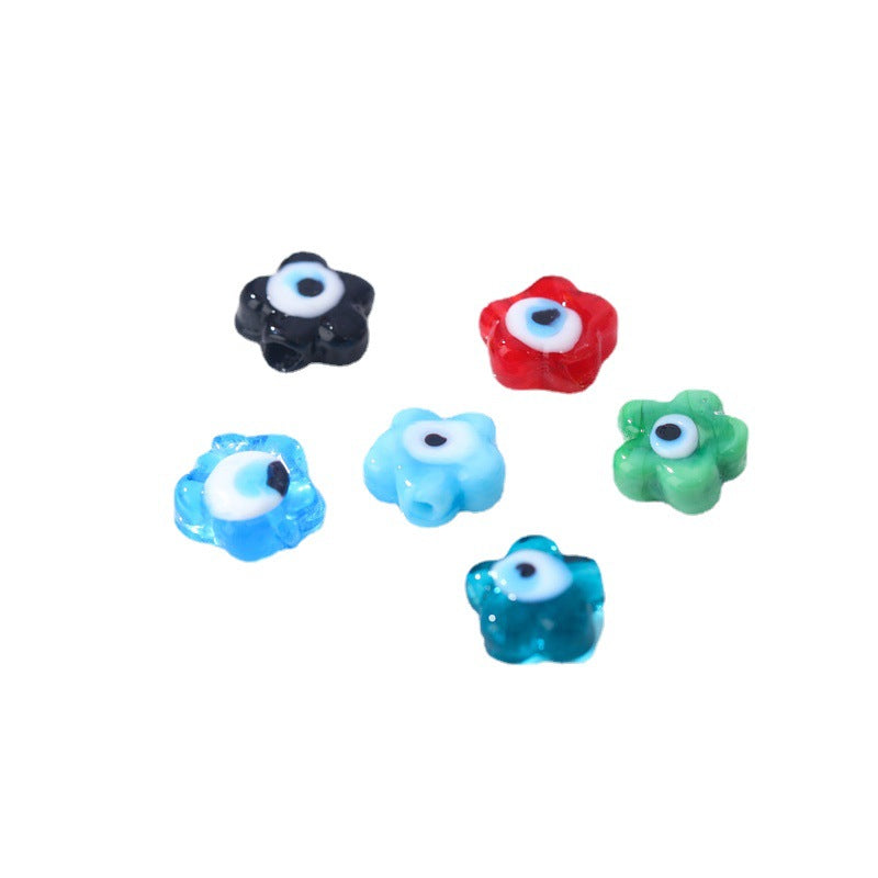 Lampwork Glass Beads Flower Shape 12mm Colorful Evil Eye 50pcs 5