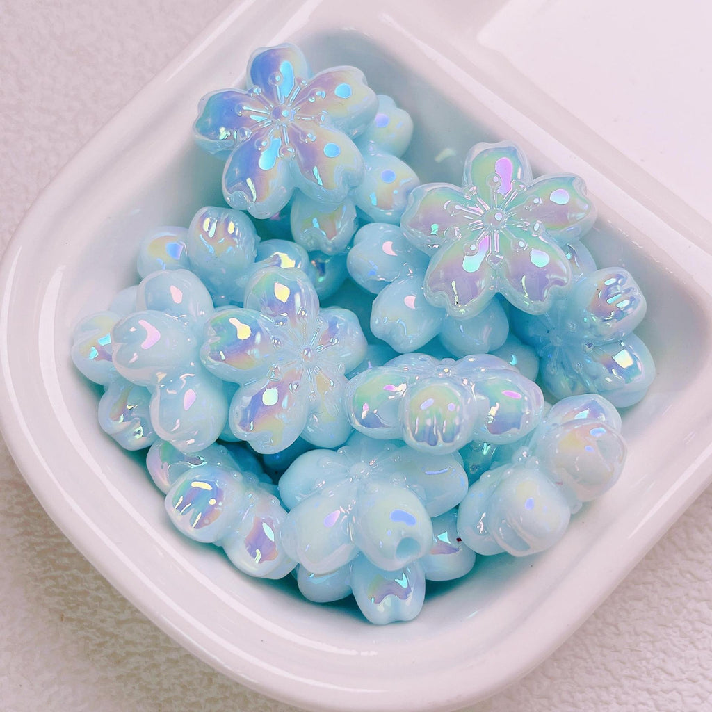 Glow Cherry Blossom Acrylic Beads 24mm Pastel Iridescent 10pcs 6